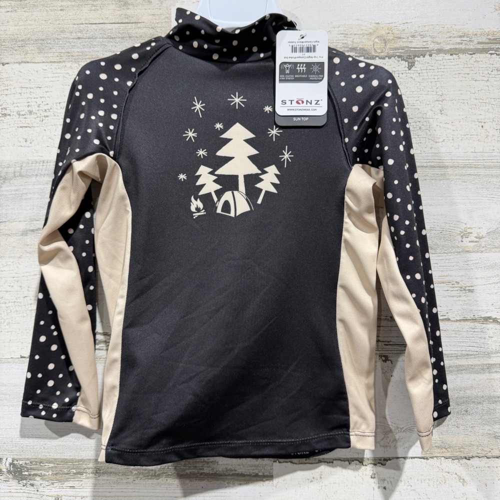 Stonz Sun Shirt Toddler 4T Black Night Camper Polka Dot Outdoors NWT